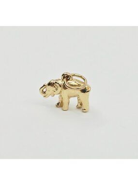 Unique 14K Karat Solid Yellow Gold Designer Lucky Animal Elephant Charm Pendant